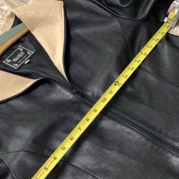 Vera Pelle Black and Cream Leather Jacket 12/14 - Picture 4 of 7